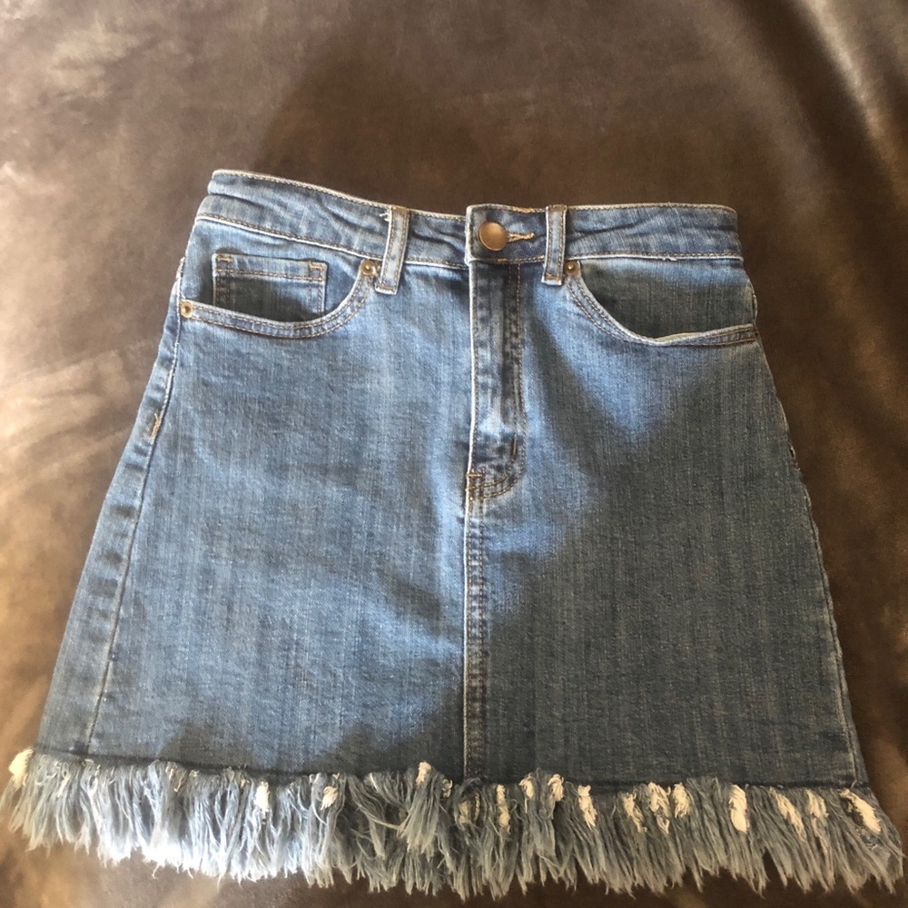 Forever21 Denim fringe skirt
